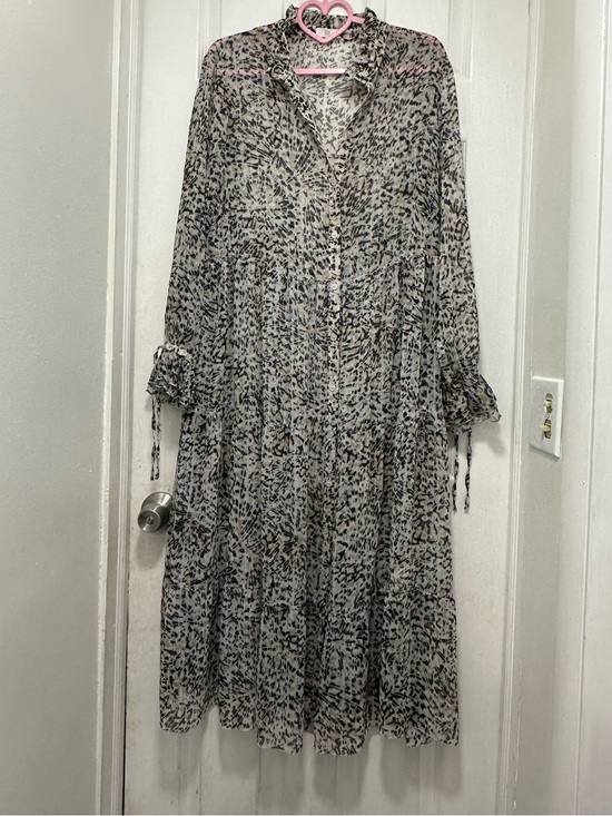 RIANI Dresses & Skirts - RIANI Luxury Leopard Print Midi Dress - Metallic Silver Detail - Size 12 / DE 42